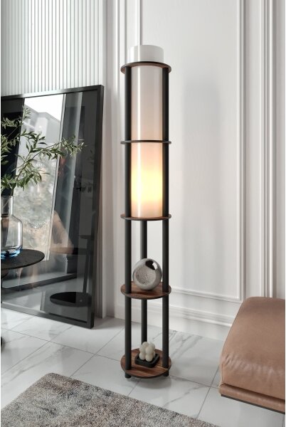 Lampadar cu polițe NOTO, 1xE27/40W/230V, maro/negru