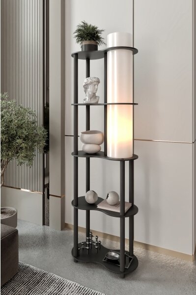 Lampadar NOTO cu polițe, 1xE27/40W/230V, negru
