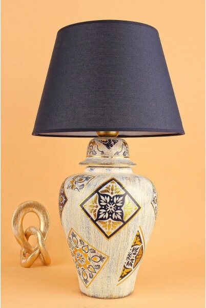 Lampă de masă RAMZES 1xE27/40W/230V, albastră/bej