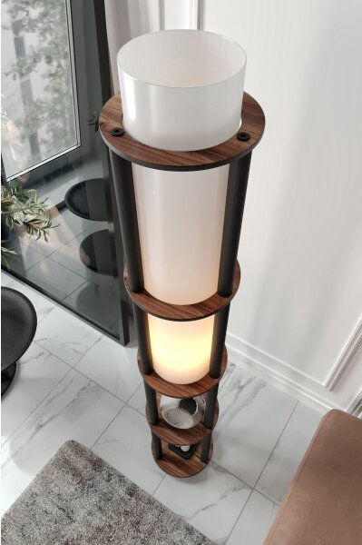 Lampadar cu polițe NOTO, 1xE27/40W/230V, maro/negru