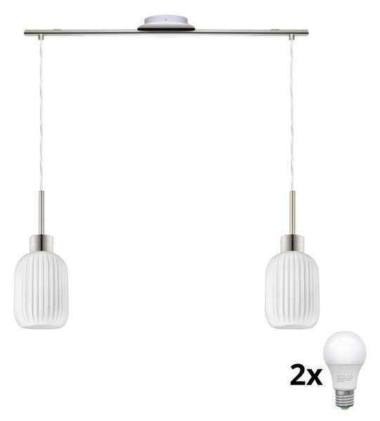 Lustră LED HARMA suspendată pe cablu 2xE27/60W/230V crom mat/alb