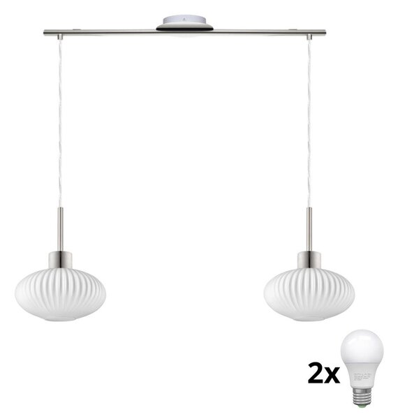 Lustră LED pe cablu HARMA 2xE27/60W/230V crom mat/alb