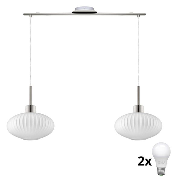 Lustră LED pe cablu HARMA 2xE27/60W/230V crom mat/alb