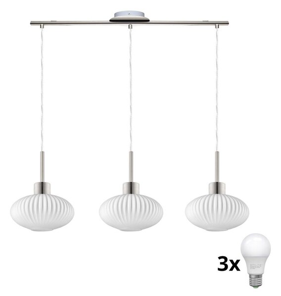 Lustră LED suspendată pe cablu HARMA 3xE27/60W/230V, crom mat/alb