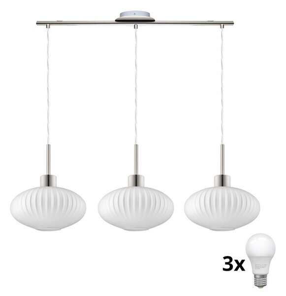 Lustru LED pe cablu HARMA 3xE27/60W/230V crom mat/alb
