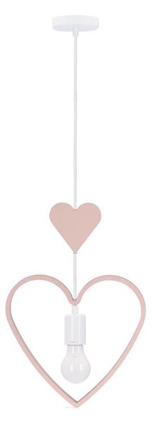 Lustră pentru copii pe cablu HEART 1xE27/20W/230V roz/alb
