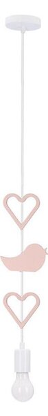 Lustră pentru copii HEART pe cablu 1xE27/20W/230V roz/alb