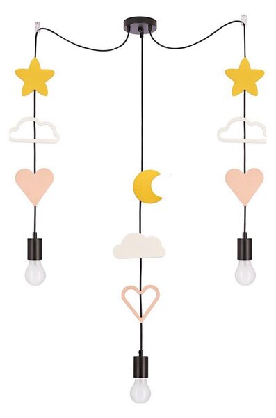 Lustră pentru copii pe cablu TRIO 3xE27/20W/230V, galben/alb/roz