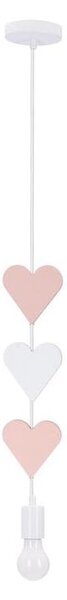 Lustră pentru copii cu cablu HEART 1xE27/20W/230V roz/alb