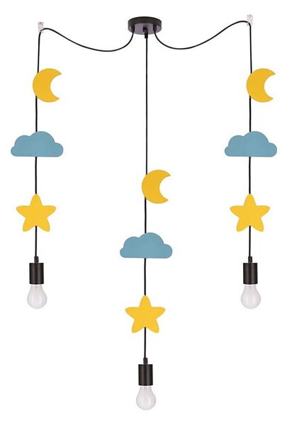 Lampă suspendată pentru copii TRIO 3xE27/20W/230V galben/albastru