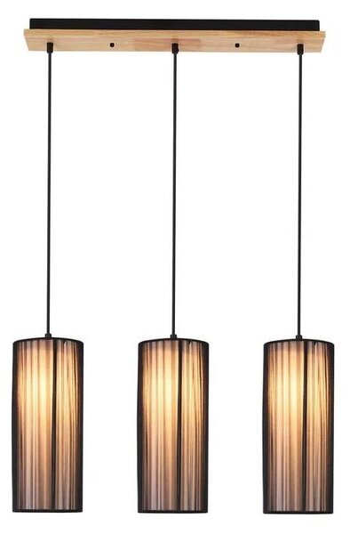 Lustră suspendată pe cablu KIOTO 3xE27/40W/230V negru/fag