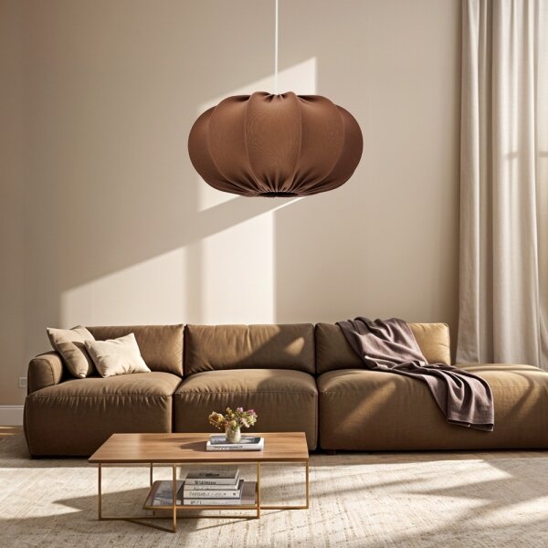 Lustră pe cablu CAFEE 1xE27/40W/230V, diam. 52 cm, maro