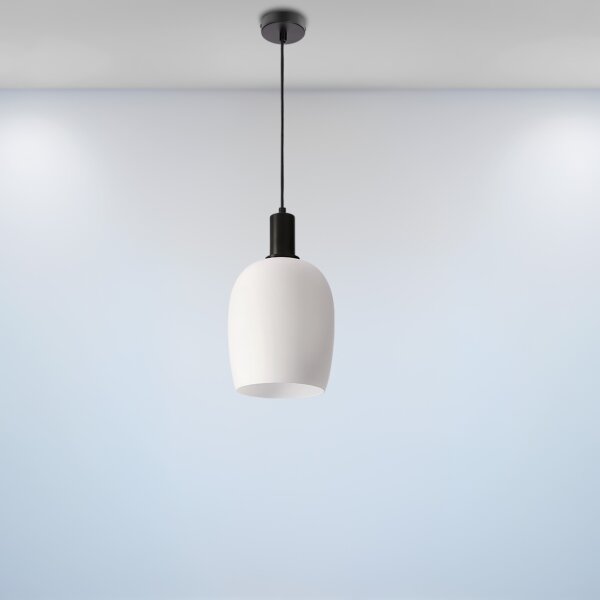 Lustră suspendată pe cablu WOLKEN 1xE27/40W/230V alb/negru
