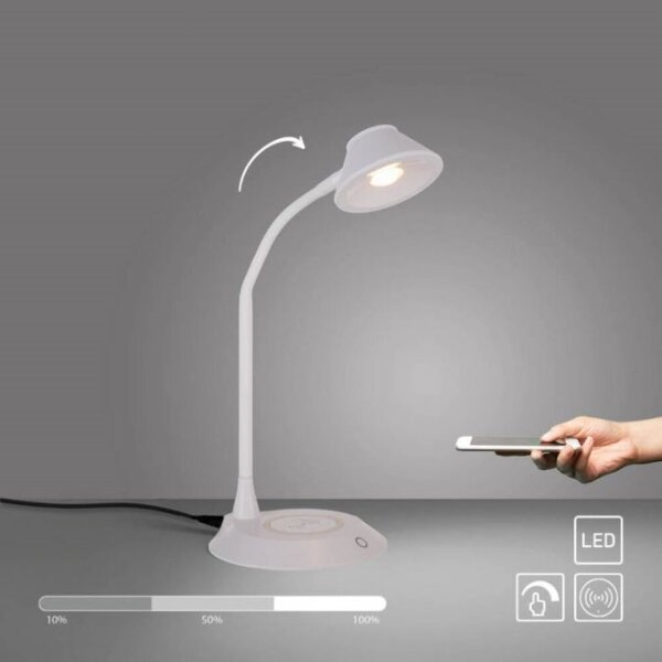 JUST LIGHT 14414-16 - Lampă de birou LED reglabilă cu încărcare PUCKI, LED/4,5W/230V, albă