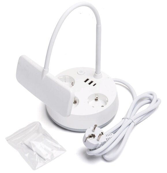 Aigostar - Lampă de birou LED dimabilă cu prize și port USB LED/4,6W/230V albă