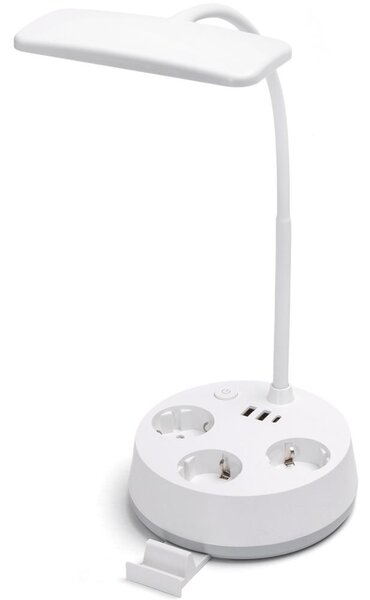 Aigostar - Lampă de birou LED dimabilă cu prize și port USB LED/4,6W/230V albă