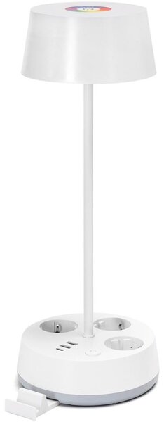 Aigostar-LED Lampă de birou LED RGBW cu reglare a intensității, prize și port USB, 4,6W, 230V, alb