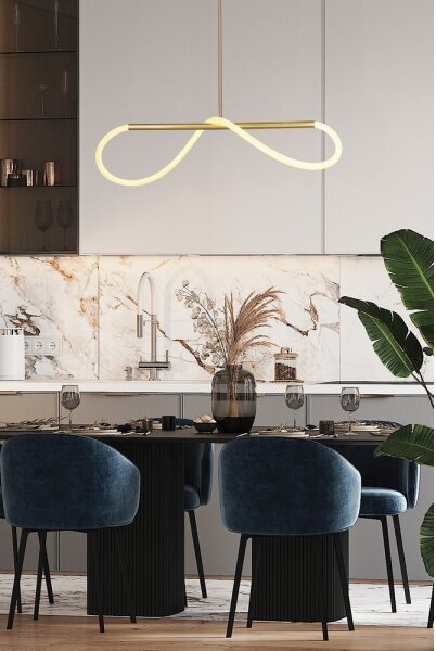 Lustră LED SUPREME suspendată pe cablu, 18 W, 230 V, 80 cm, auriu