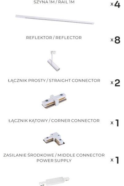 Zuma Line 3587 - Spot pentru șină LISA 8xGU10/35W/230V alb