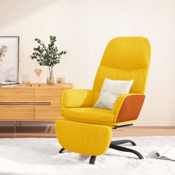 Scaun relaxare cu suport de picioare, galben muștar, textil