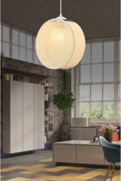 Lustră pe cablu DRUM 1xE27/60W/230V crem