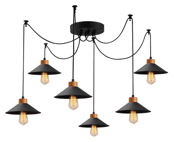 Candelabru suspendat MANAVGAT 6xE27/40W/230V, stil păianjen, negru/maro
