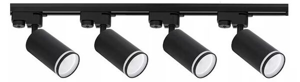 Sina cu proiectoare reglabile, 4 reflectoare, LED GU10, 2 x 75 cm, conectori inclusi, negru mat
