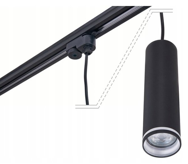 Lampa suspendata sina monofazata, LED GU10 35W, corp aluminiu si acril negru mat, cablu 1 m