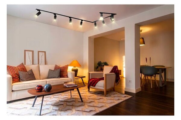 Sina cu proiectoare reglabile, 4 reflectoare, LED GU10, 2 x 75 cm, conectori inclusi, negru mat
