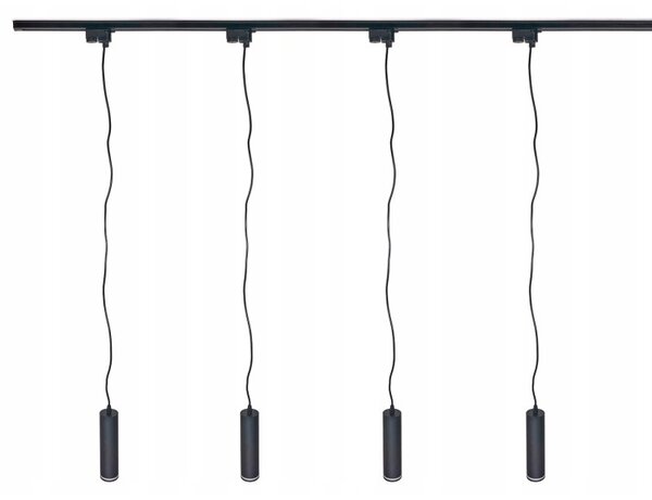 Lampa suspendata sina monofazata, LED GU10 35W, corp aluminiu si acril negru mat, cablu 1 m