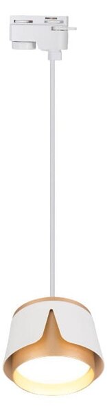 Lampa suspendata pe sina monofazata, LED GX53 35W, IP20, aluminiu si otel alb auriu