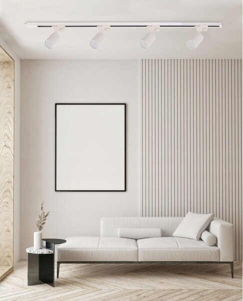 Sina spoturi LED, 4xGU10, conectori inclusi, IP20, bara colectoare 2 x 0,75 m, alb mat