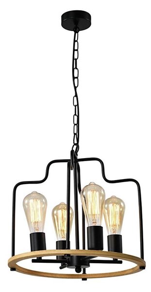 Candelabru suspendat pe lanț DATUS, 4 x E27, 40 W, 230 V, negru/maro
