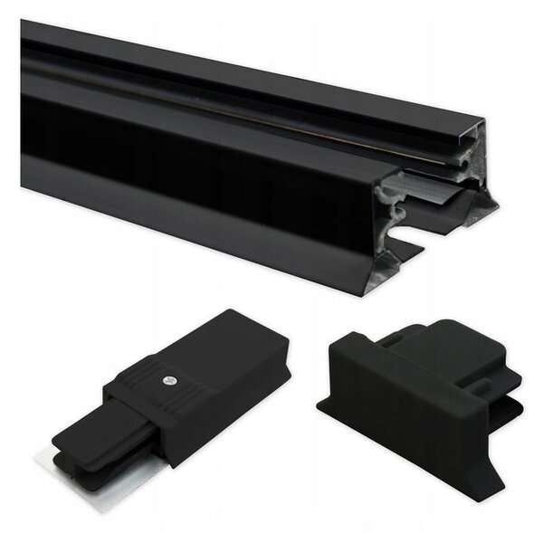 Lustra pe sina monofazata, 3 x bec LED GU10, 35W, 54 x 1300 mm, negru mat