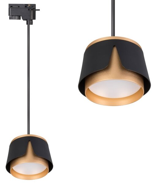 Lampa LED pe sina monofazata, design modern, 35W, IP20, cablu 1 metru, negru mat si auriu