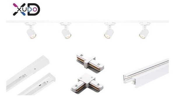 Sina spoturi LED, 4xGU10, conectori inclusi, IP20, bara colectoare 2 x 0,75 m, alb mat