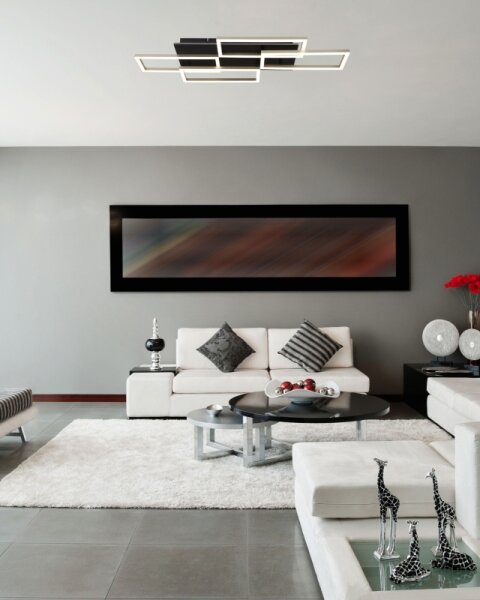 Globo 67359-40A - Plafonieră LED dimabilă JEFFRY 40W/230V 32,5x87,5 cm neagră + telecomandă