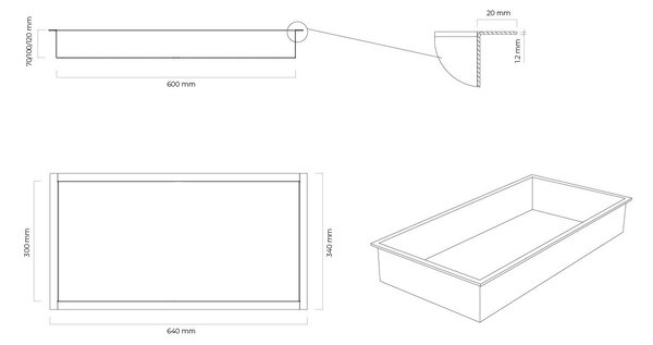 Oltens Grotta raft de nișă 60 cm negru 97001300