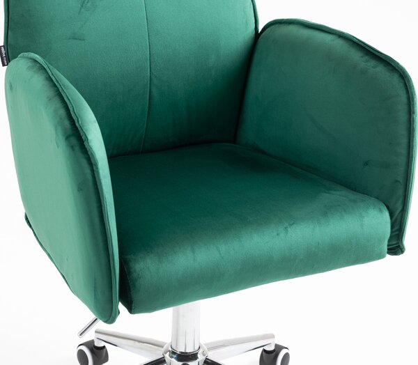 HR280K Scaun Verde din Catifea cu Bază Cromata