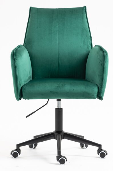 HR280K Scaun Verde din Catifea cu Bază Neagră