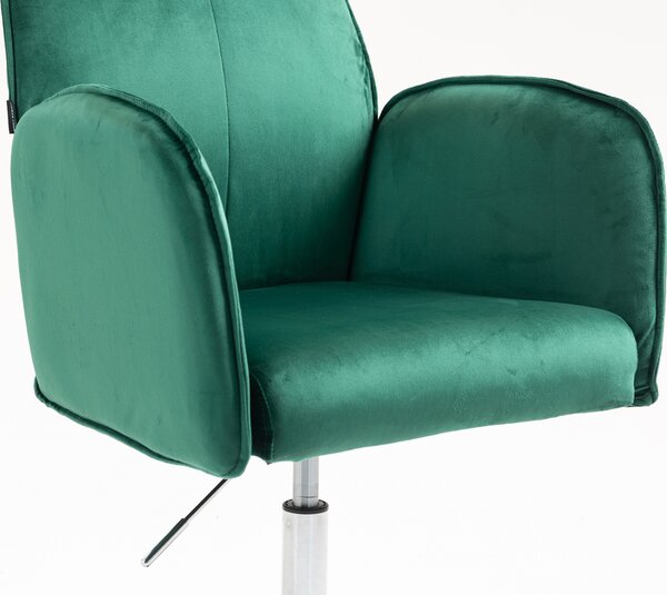 HR280N Scaun Verde din Catifea cu Bază Cromata