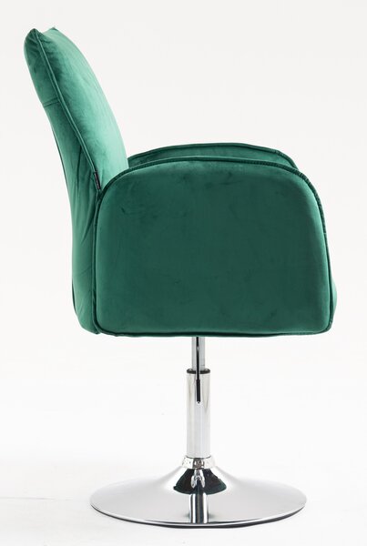 HR280N Scaun Verde din Catifea cu Bază Cromata