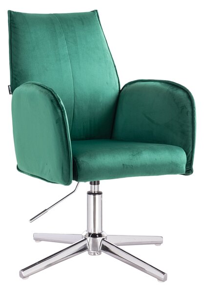HR280CROSS Scaun Verde din Catifea cu Bază Cromata