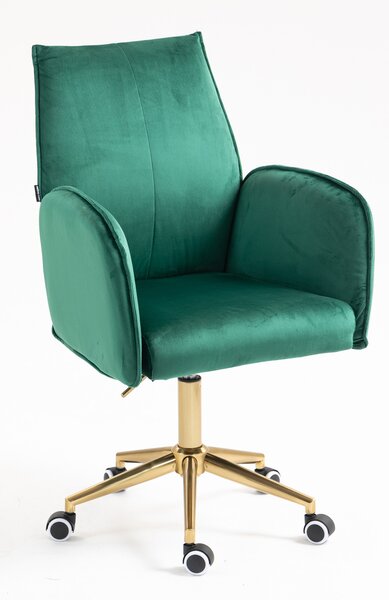 HR280K Scaun Verde din Catifea cu Bază Aurie