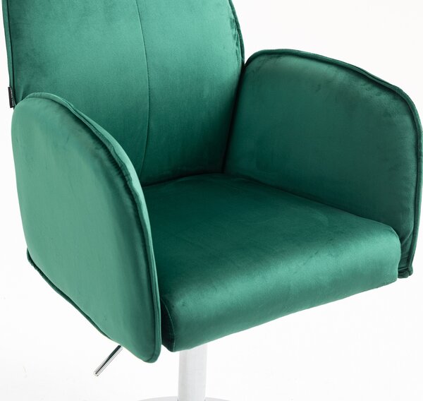 HR280N Scaun Verde din Catifea cu Bază Cromata