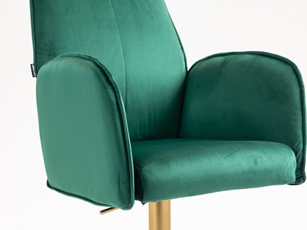 HR280W Scaun Verde din Catifea cu Bază Aurie
