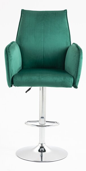 HR280W Scaun Verde din Catifea cu Bază Cromata