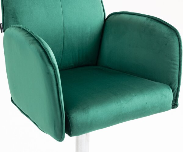 HR280W Scaun Verde din Catifea cu Bază Cromata