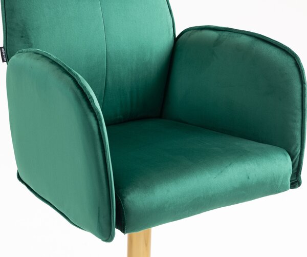 HR280W Scaun Verde din Catifea cu Bază Aurie