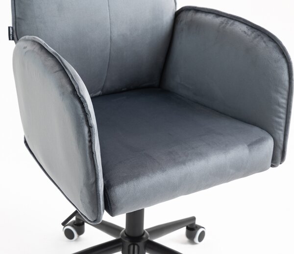 HR280K Scaun Grafit din Catifea cu Bază Neagră
